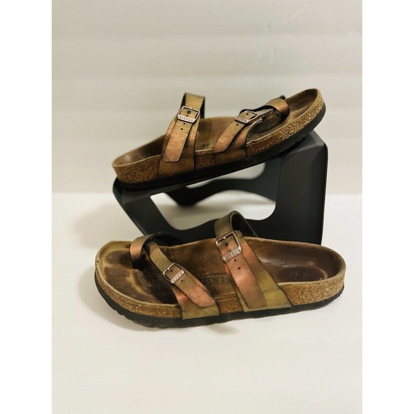 Birkenstock Womens Mayari Sandal Size 38 Rose Gold Leather Shoe - Picture 1 of 5